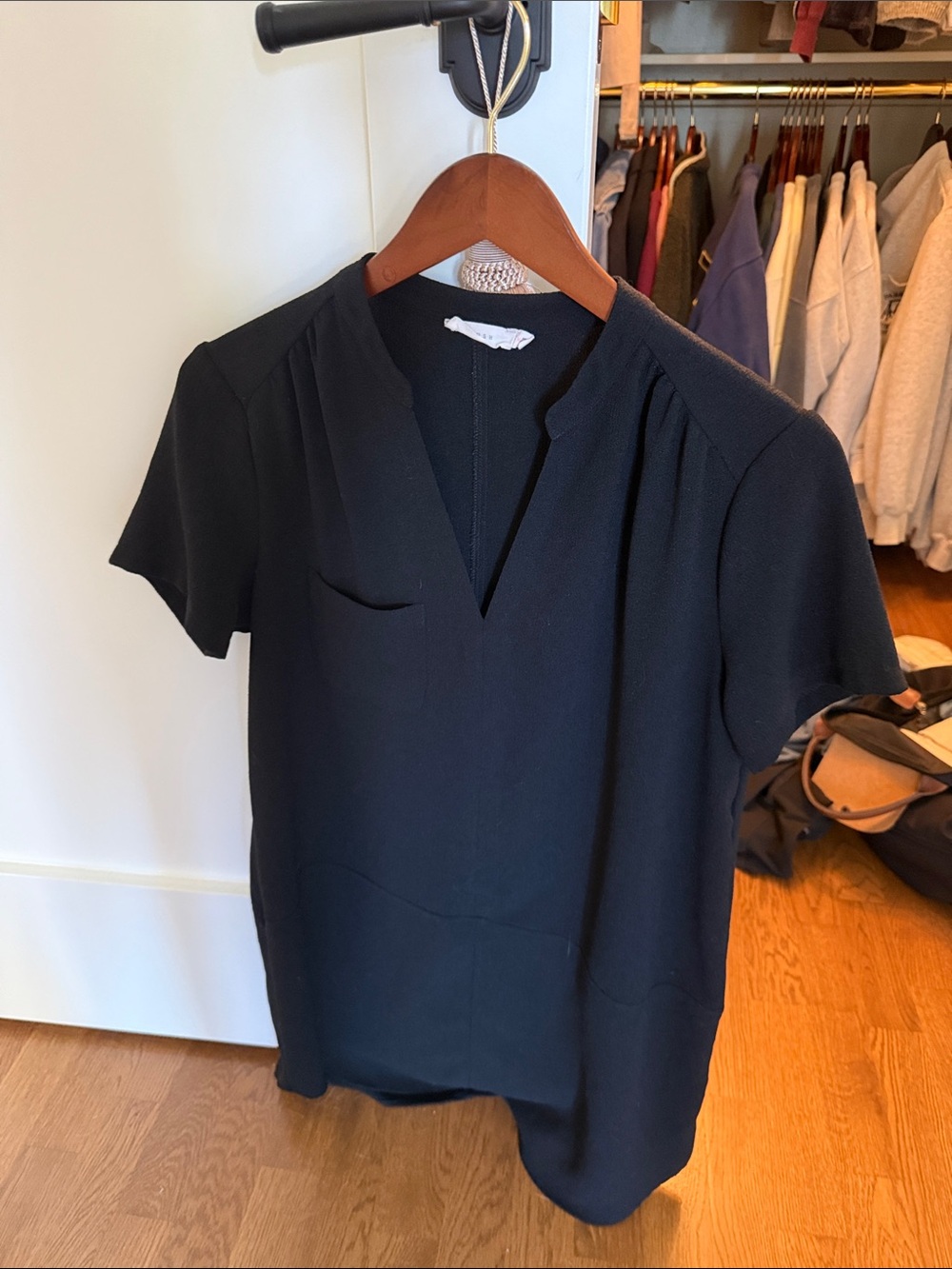 Lush Black Short Sleeve V-Notch Dress